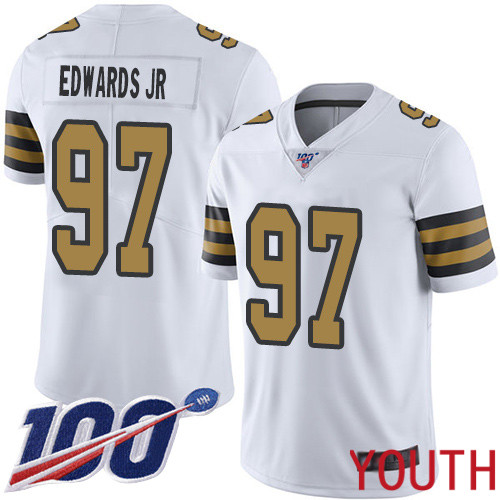 New Orleans Saints Limited White Youth Mario Edwards Jr Jersey NFL Football #97 100th Season Rush Vapor Untouchable Jersey